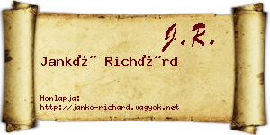 Jankó Richárd névjegykártya