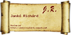 Jankó Richárd névjegykártya